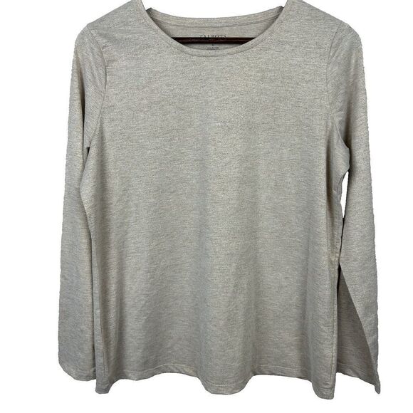Talbots‎ Woman Champagne Sparkle Long Sleeve Top X 1X Blouse Stretch - Picture 1 of 6
